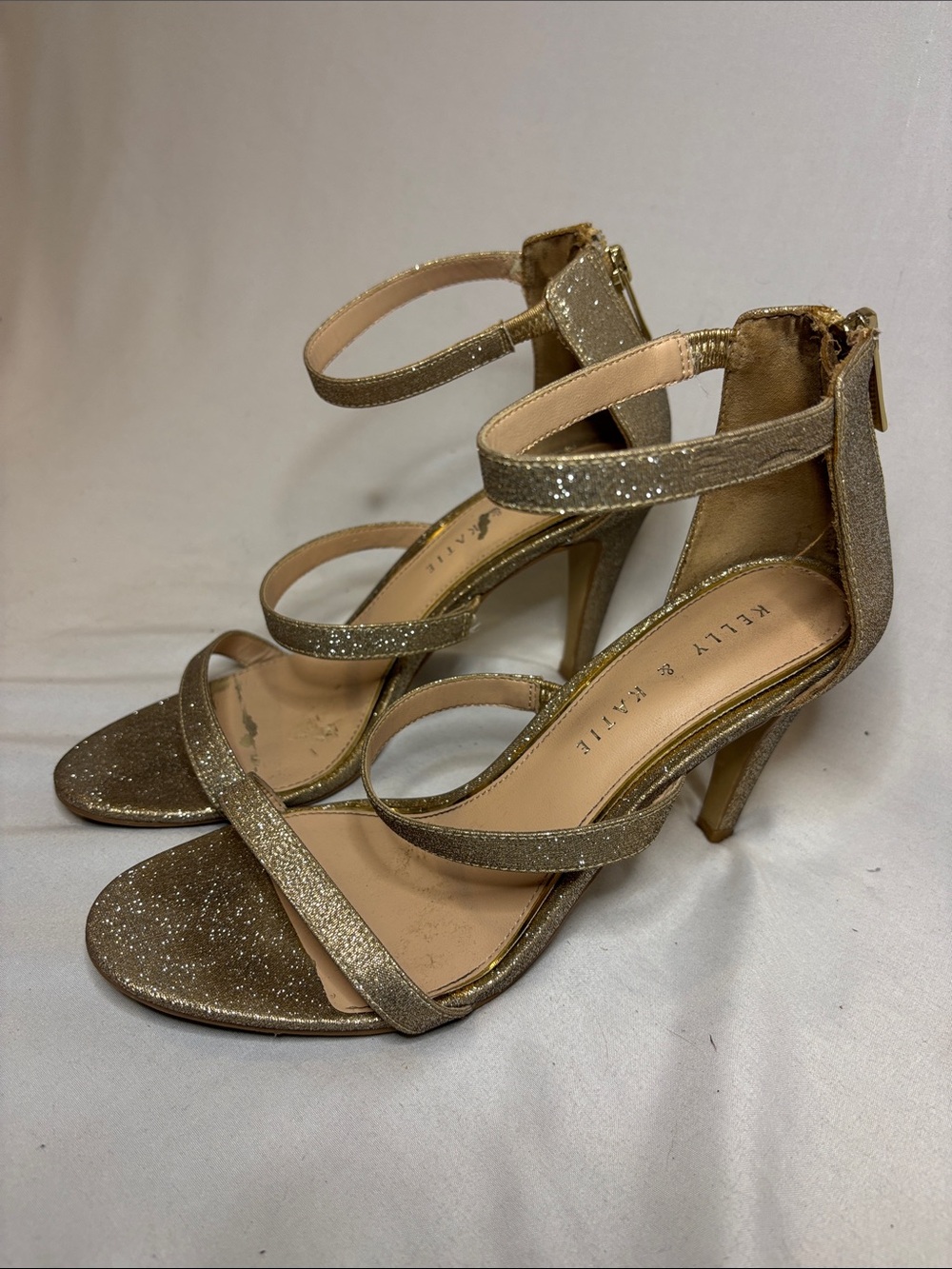 Kelly & Katie Leffli Sandal Gold Glitter Heel Size 7.5
